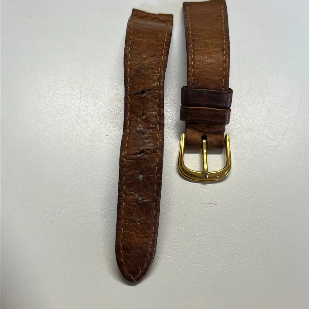 Vintage Gold Skeleton Mickey Mouse  Watch with Brown Leather Strap - Picture 4 of 5